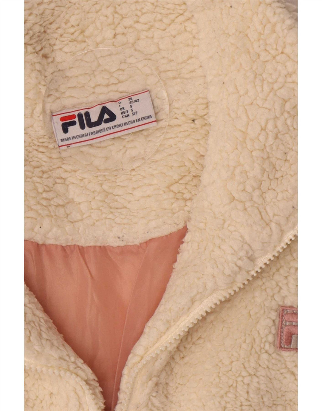 Jachetă fleece supradimensionată pentru femei Fila UK 10 Small Off White Colorblock