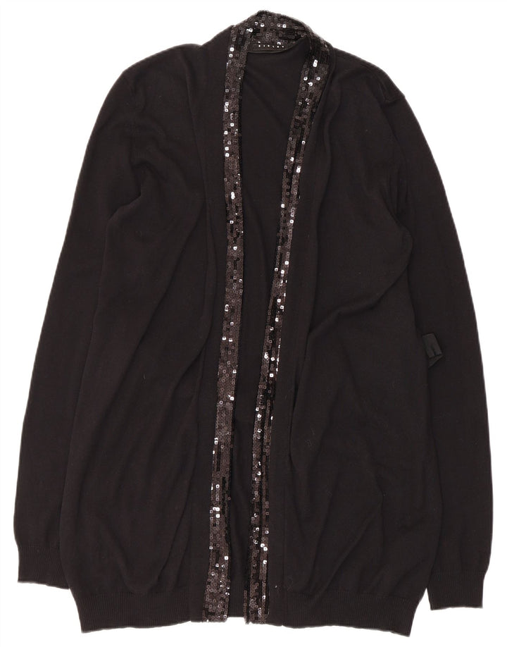 Pulover cardigan deschis pentru femei Sisley UK 14 mare bumbac negru