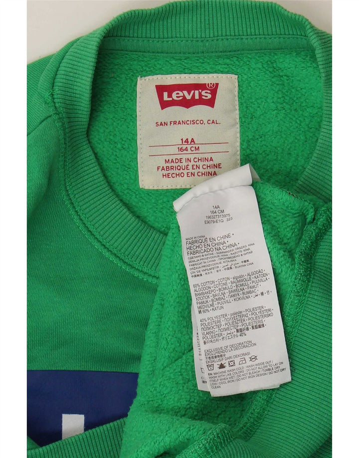 Pulover cu grafic Levi's pentru băieți, 13-14 ani, bumbac verde