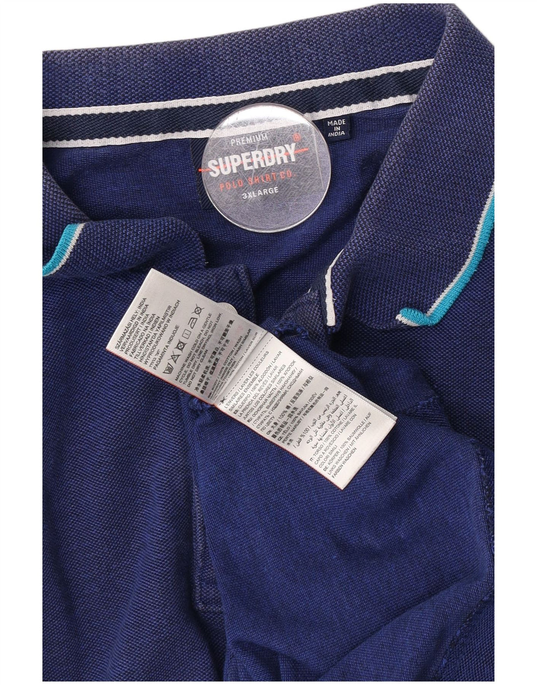 Tricou polo pentru bărbați Superdry 3XL, bumbac albastru