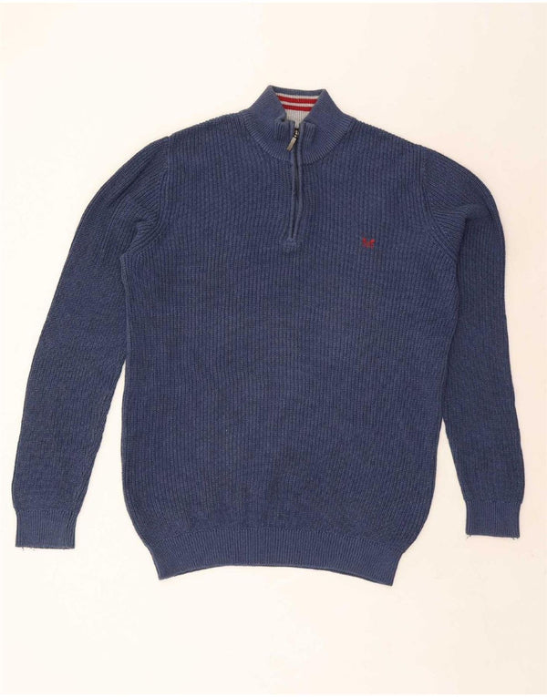 Crew Clothing Mens Zip Neck Jumper Sweater 2XL Navy Blue Cotton