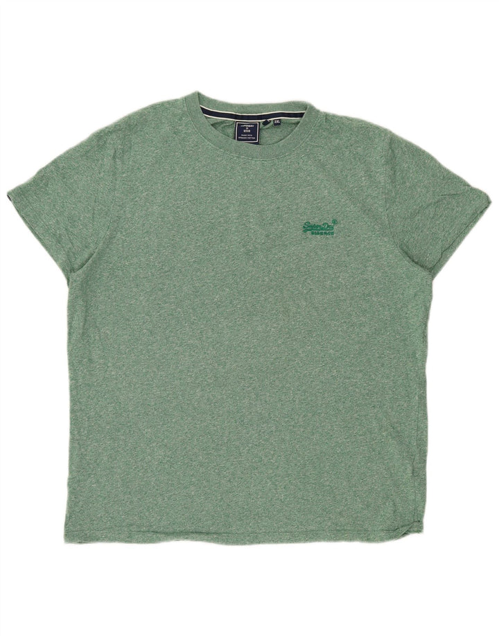 SUPERDRY tricou pentru bărbați Top 2XL verde bumbac cu pete