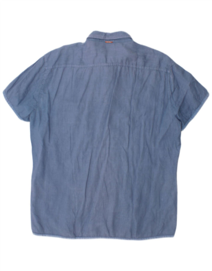 Cămașă cu mânecă scurtă pentru bărbați Hugo Boss, bumbac albastru XL
