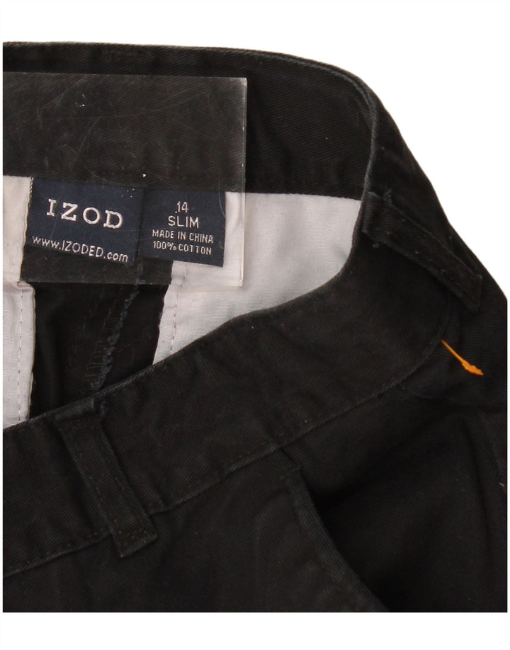 IZOD Pantaloni chino drepti pentru băieți 13-14 ani W26 L28 bumbac negru