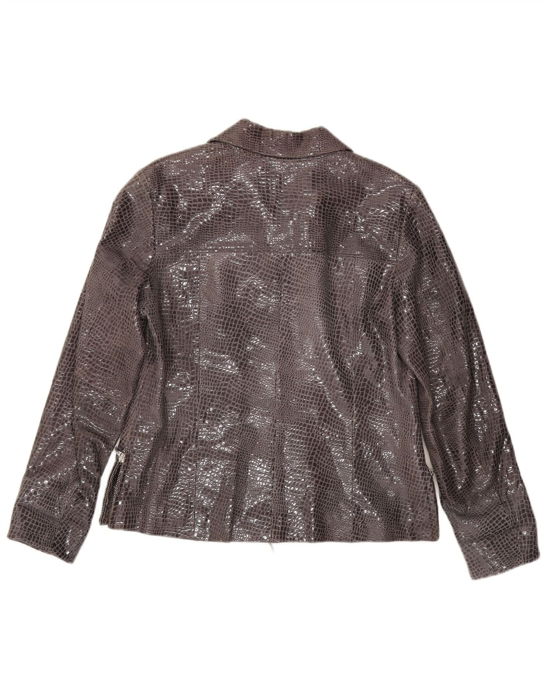 Jachetă de piele vintage pentru femei EU 38 Gri mediu din piele cu imprimeu animal