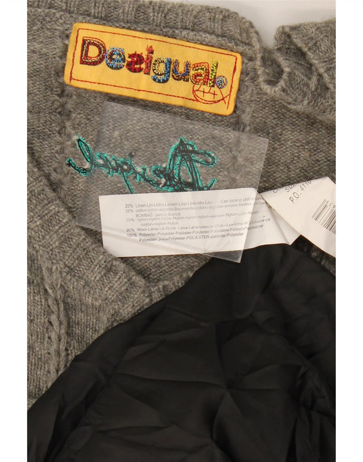 DESIGUAL Rochie Jumper cu mânecă lungă pentru femei EU 44 XL Gri Patchwork In