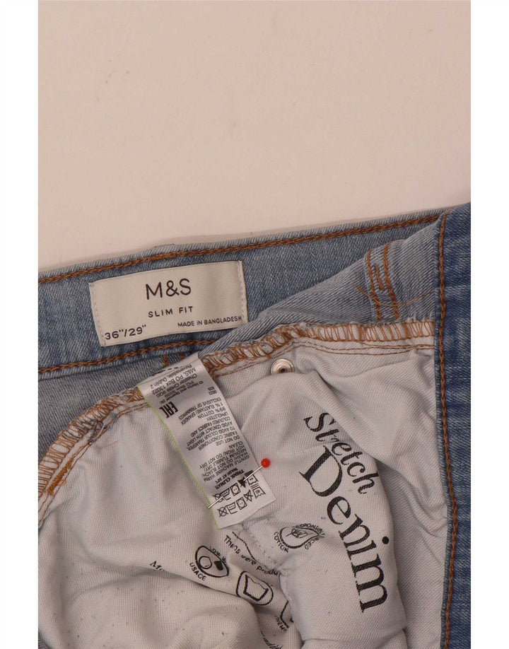 Blugi subțiri pentru bărbați Marks & Spencer W36 L29 Bumbac albastru