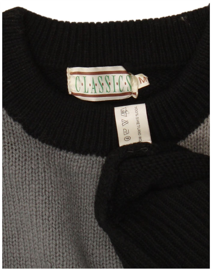Pulover Classics pentru femei cu decolteu triplu UK 14 Medium Black Colorblock