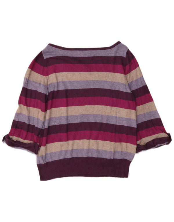 Pulover pentru femei Marks & Spencer, cu gât de barcă, cu dungi mov mediu, UK 14