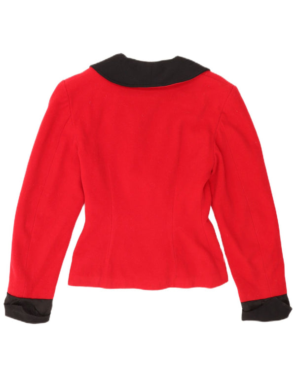 Blazer vintage pentru femei cu 1 nasture, UK 12, roșu mediu, bloc de culoare