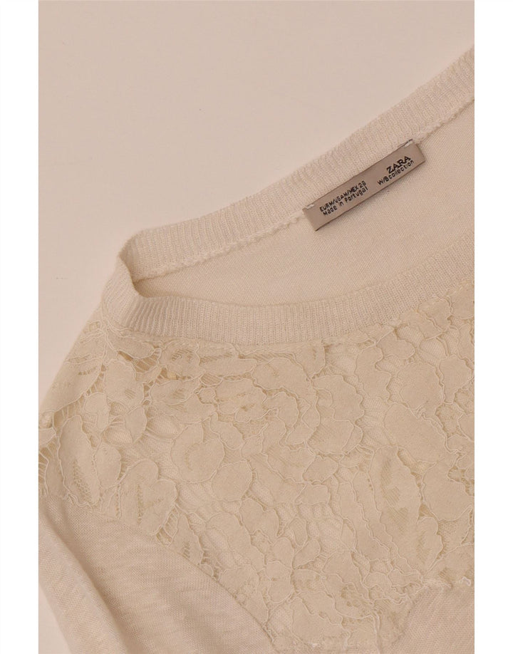 Top pentru femei Zara cu mânecă lungă UK 12 Medium Alb închis Floral