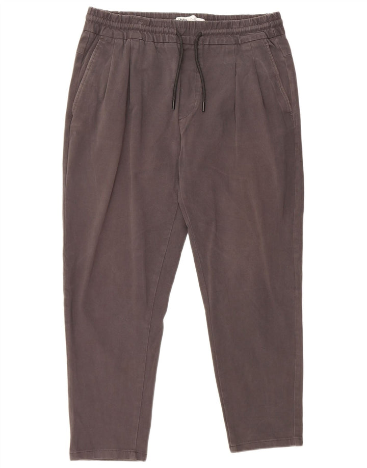 Pantaloni tăiați pentru bărbați Zara L32 L25 bumbac gri