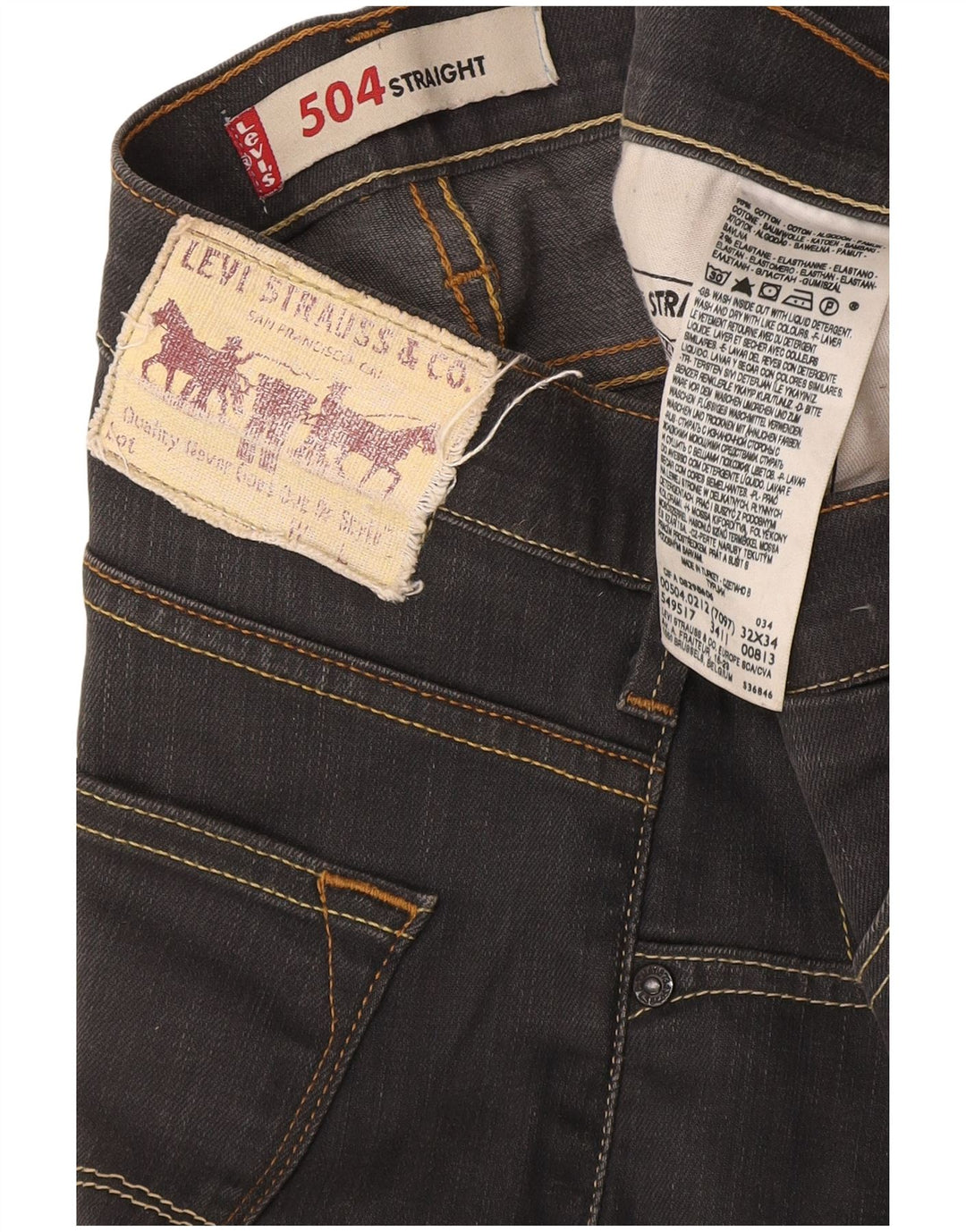 Blugi drepti pentru bărbați Levi's 504 W32 L34 bumbac gri