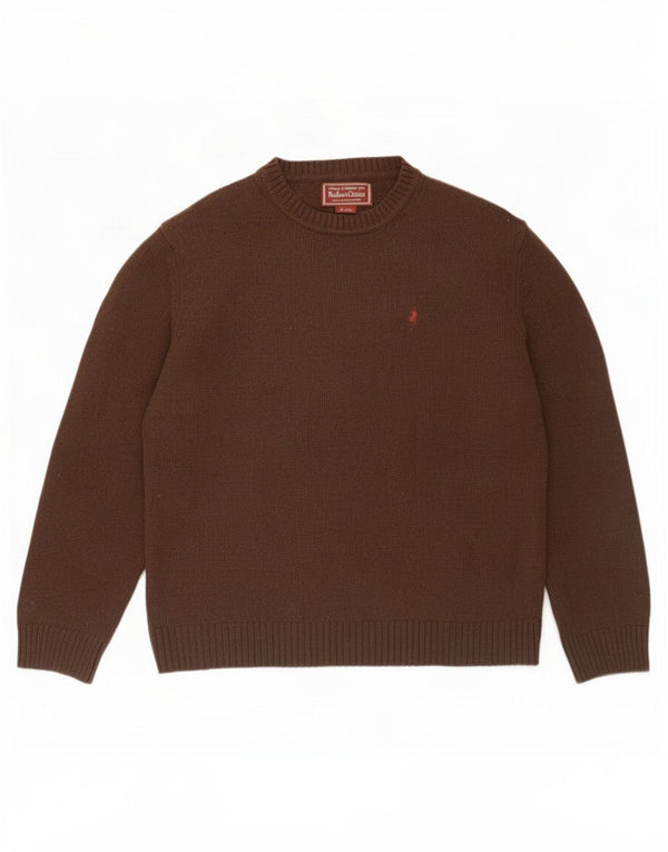 Pulover Marlboro Classics pentru bărbați, cu gât crew, 2XL, lână merinos maro