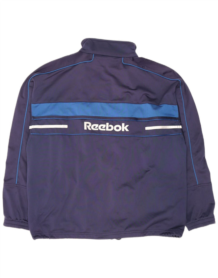 Jachetă de top pentru trening grafic Reebok pentru bărbați, mediu albastru bleumarin, bloc de culoare