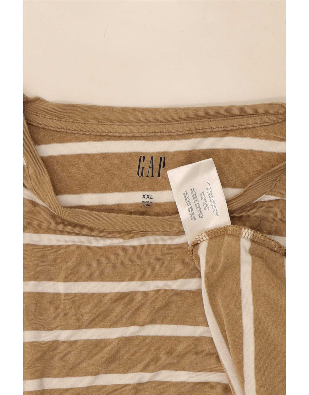 Top supradimensionat pentru femei Gap cu mânecă lungă Marea Britanie 20 2XL, bej, cu dungi