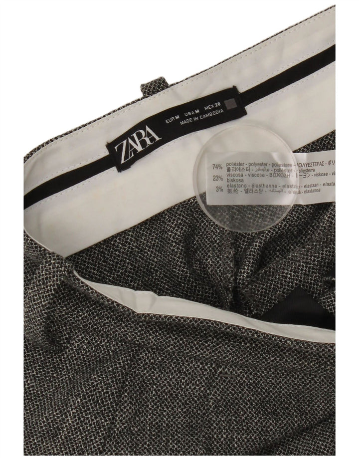 Pantaloni casual pentru femei cu talie înaltă Zara, cu picioare largi, poliester mediu gri