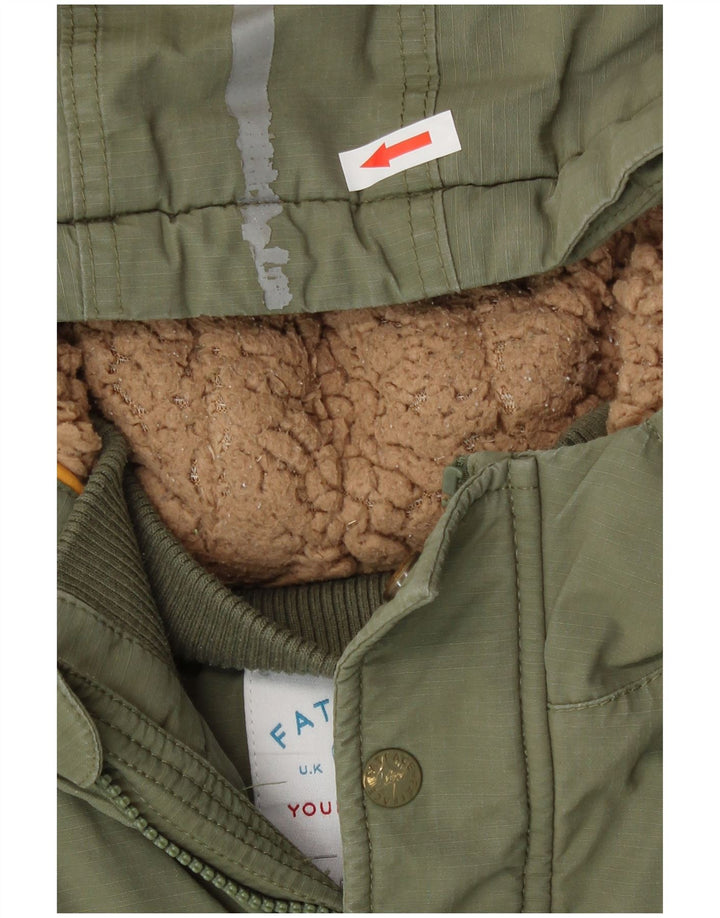 Jachetă parka cu glugă pentru băieți Fat Face 8-9 ani bumbac kaki