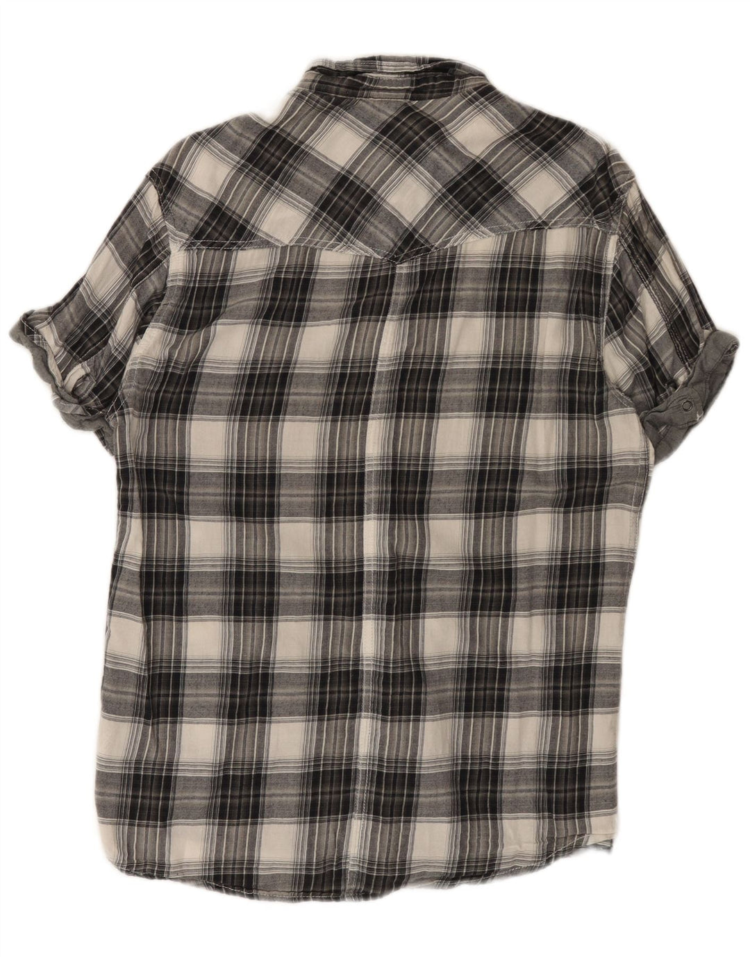 Cămașă Jack & Jones pentru bărbați cu mânecă scurtă din flanel, mare, gri din bumbac
