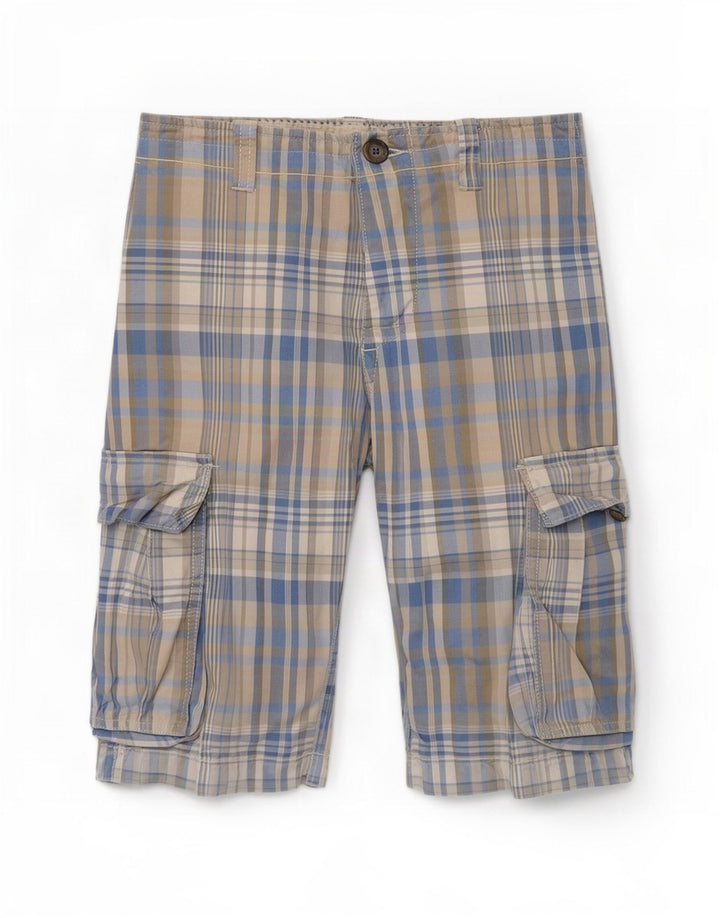 Pantaloni scurți pentru bărbați Benetton Regular Cargo W32 Medium Blue Plaid