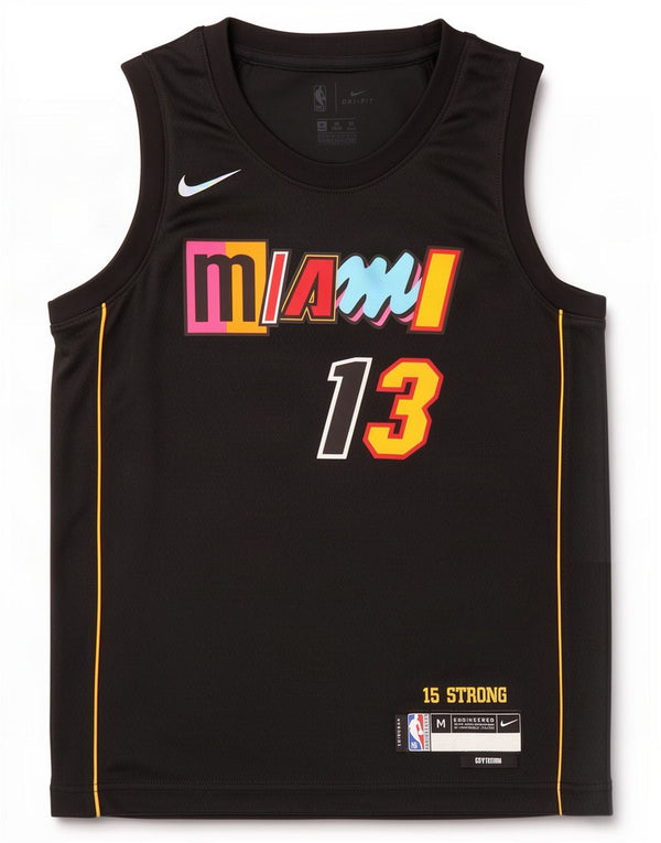 Top cu vestă grafică Nike Miami Heat pentru bărbați, poliester mediu negru