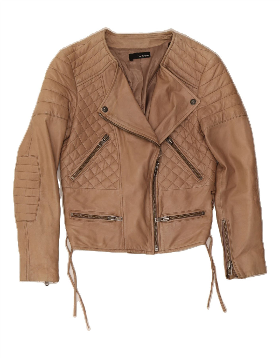 THE KOOPLES Womens Leather Biker Jacket UK 12 Medium Brown Lambskin Vintage The Kooples and Second-Hand The Kooples from Messina Hembry 