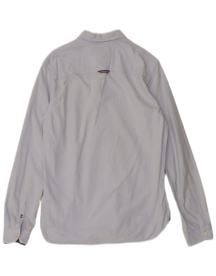 Cămașă Tommy Hilfiger pentru bărbați, bumbac albastru mic
