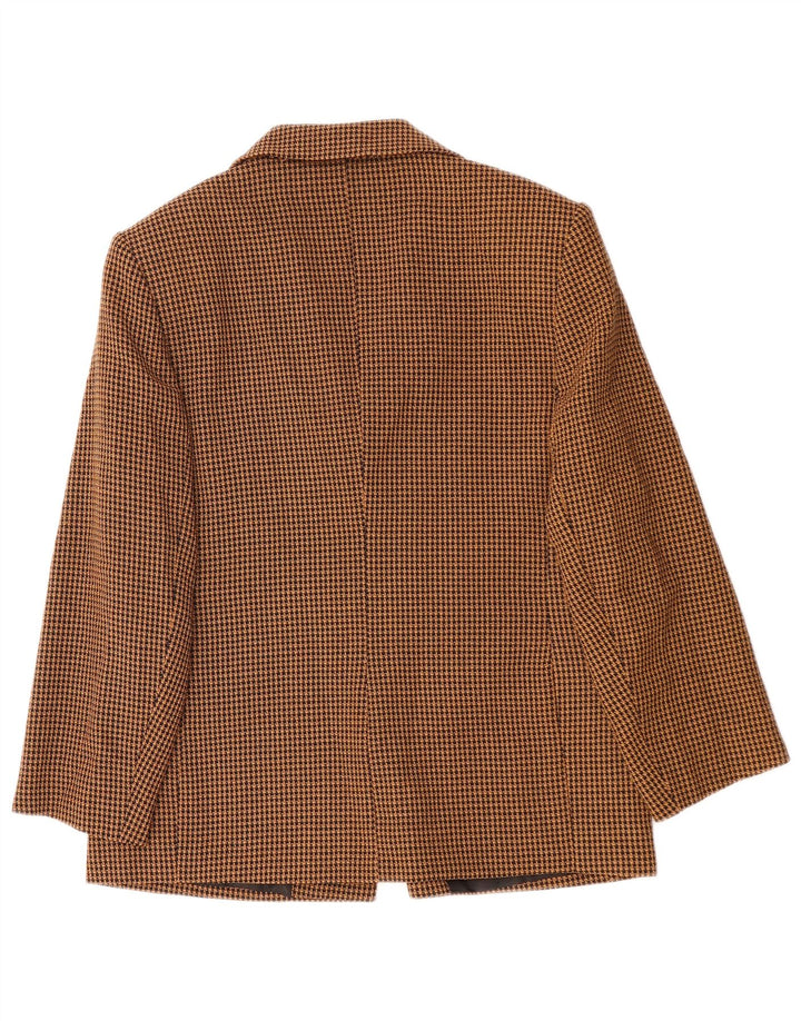 DIANA GALLESI Jachetă Blazer cu 3 nasturi pentru femei UK 14 Mare maro Houndstooth