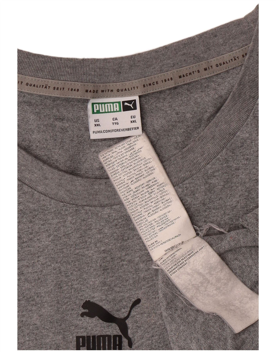 Tricou grafic Puma pentru bărbați Top 2XL bumbac gri