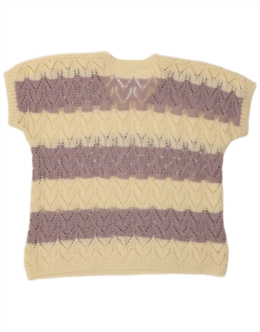 Pulover VINTAGE pentru femei, cu mânecă scurtă, cu decolteu în V, mare, violet