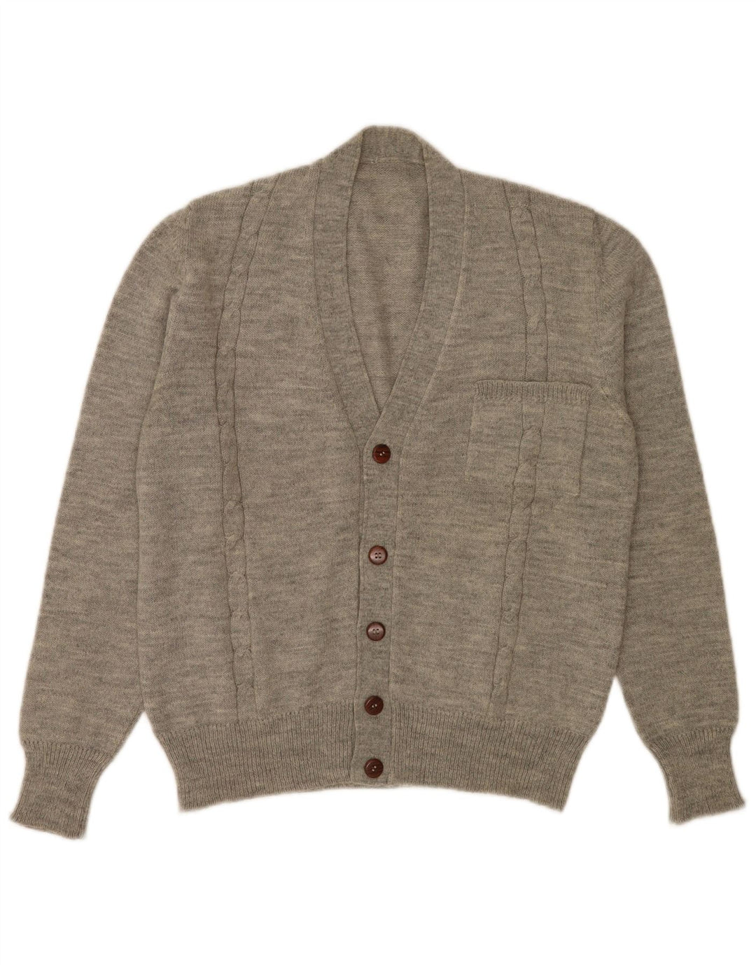 Pulover cardigan vintage pentru bărbați, gri mediu cu pete