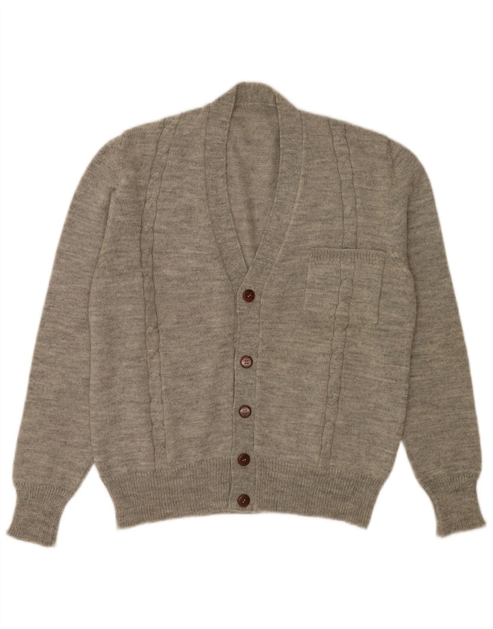 Pulover cardigan vintage pentru bărbați, gri mediu cu pete