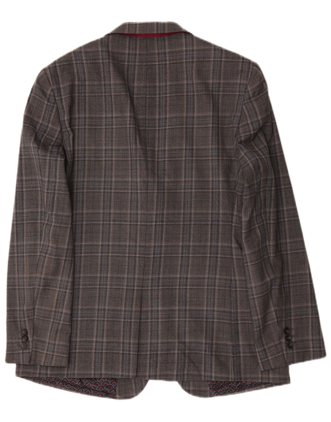 Jachetă pentru bărbați Ted Baker, lungă cu 2 nasturi, UK 44 2XL, lână cu carouri gri