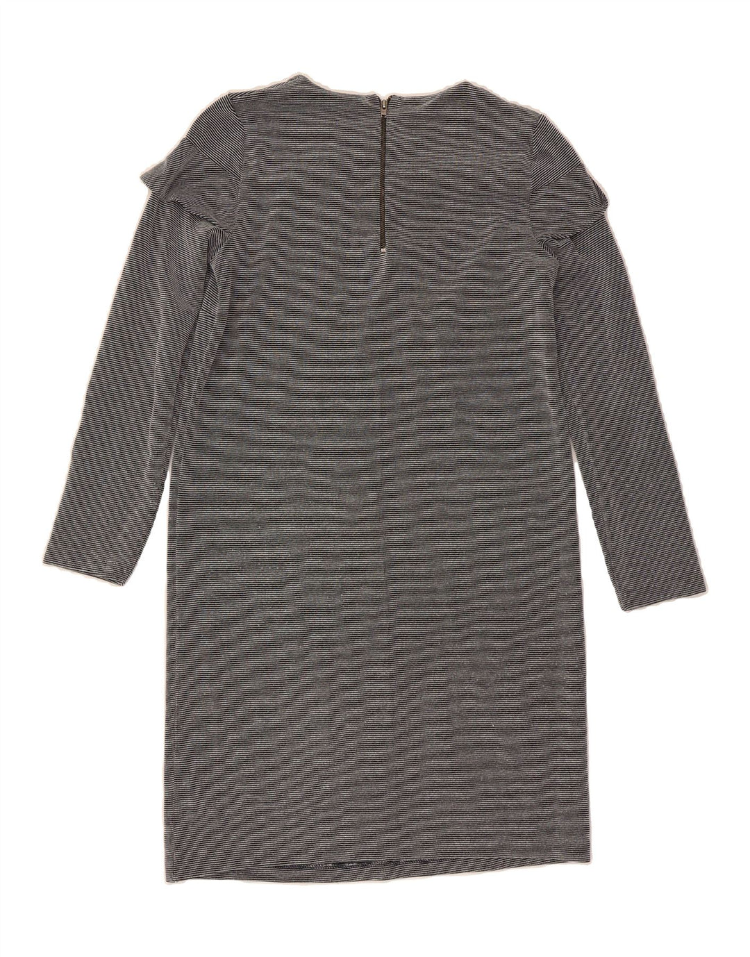 MARKS & SPENCER Womens Long Sleeve Shift Dress UK 10 Small Grey Pinstripe Vintage Marks & Spencer and Second-Hand Marks & Spencer from Messina Hembry 