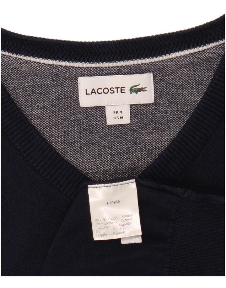 Pulover cu decolteu în V LACOSTE pentru bărbați, mărime 4, bumbac, albastru bleumarin mediu