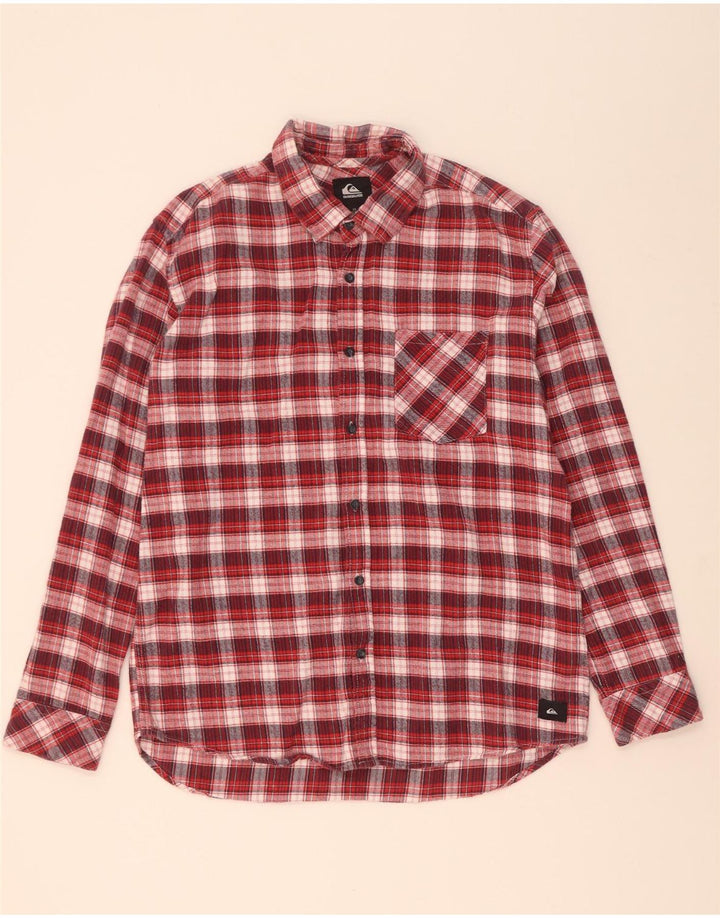 Cămașă de flanel Quiksilver pentru bărbați, cu tăiere obișnuită, din bumbac cu carouri roșii mari