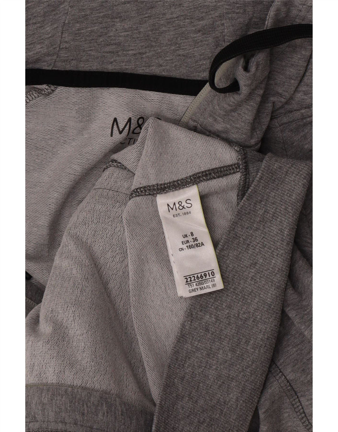 Pulover pentru femei Marks & Spencer, cu fermoar, cu capota, UK 8, mic, gri, pete