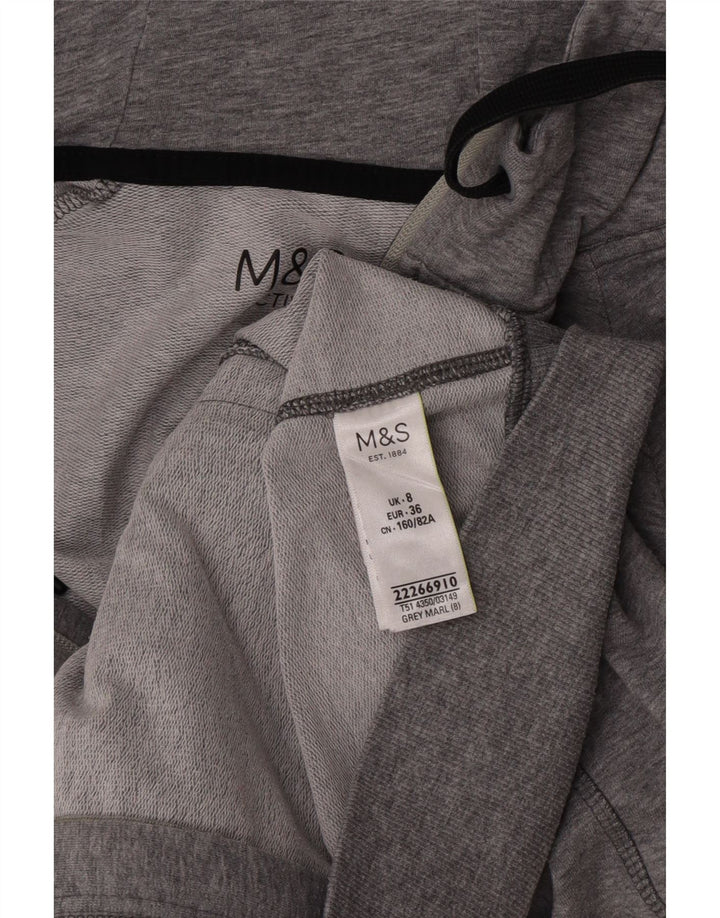 Pulover pentru femei Marks & Spencer, cu fermoar, cu capota, UK 8, mic, gri, pete
