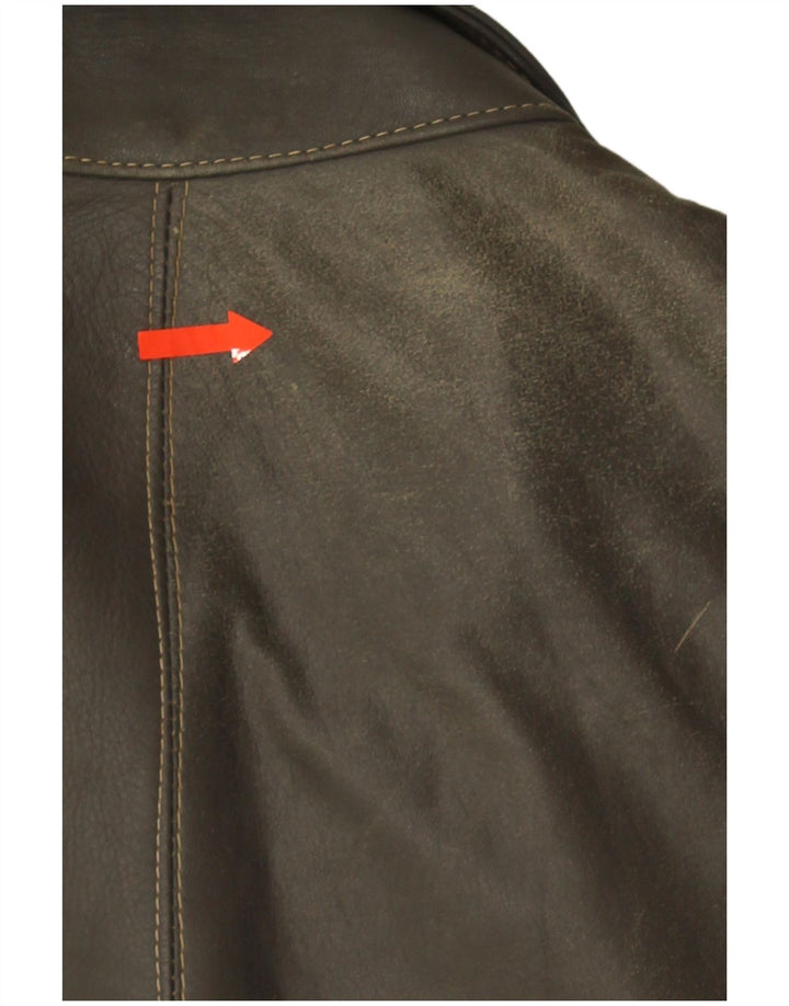 Jachetă militară din piele vintage pentru bărbați UK 38 Medium Khaki Leather