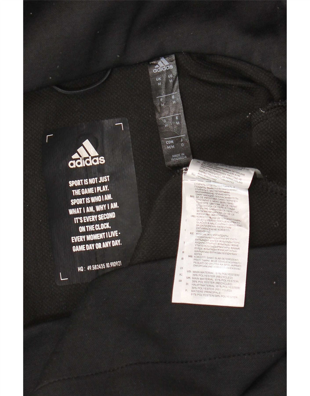 Pulover Adidas pentru bărbați, cu fermoar, poliester cu moale negru mediu
