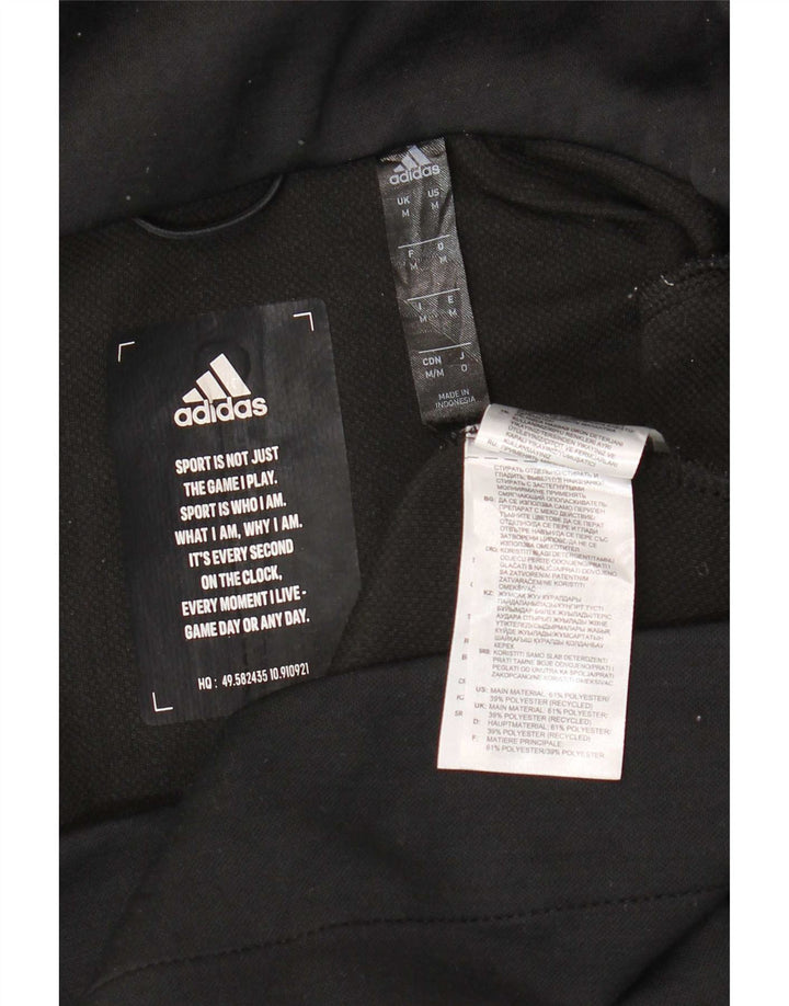 Pulover Adidas pentru bărbați, cu fermoar, poliester cu moale negru mediu
