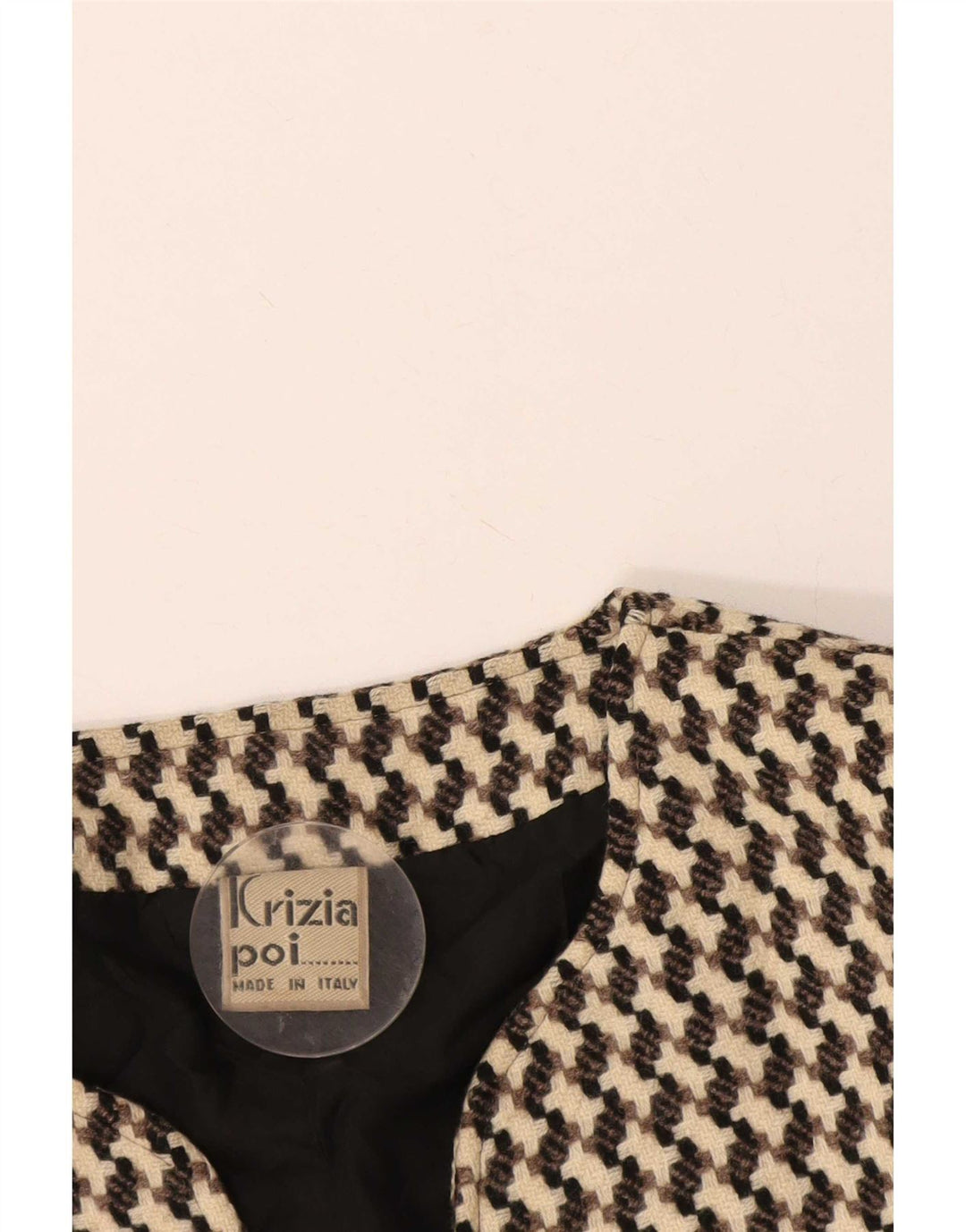 Jachetă pentru femei Poi By Krizia Crop Blazer IT 40 Small Beige Houndstooth