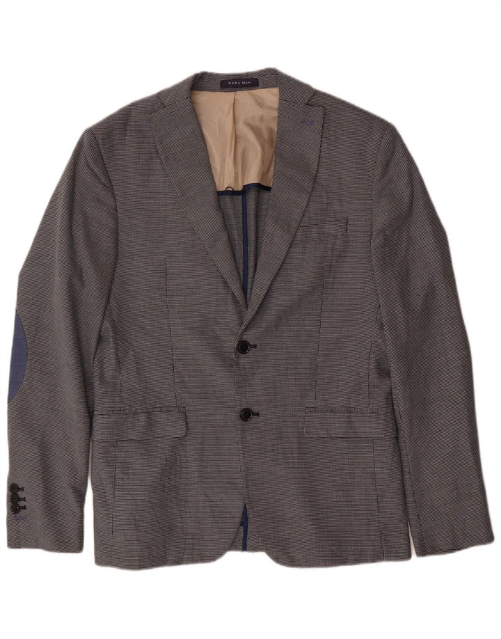 Blazer pentru bărbați Zara cu 2 nasturi EU 48 Mediu Bleumarin Picior de găină