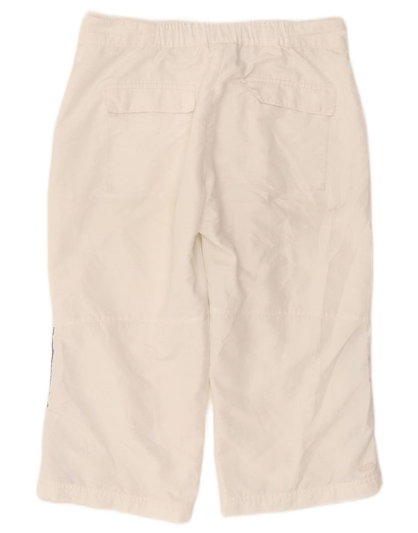 Pantaloni capri drepti Adidas pentru femei UK 10 Small W27 L17 Poliester alb