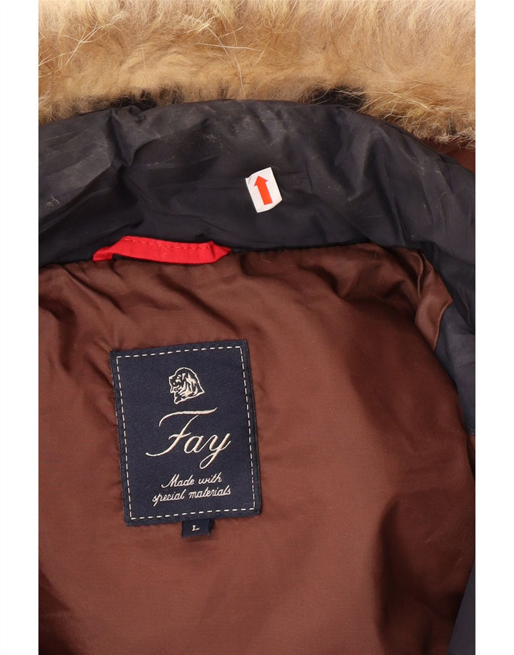 Jachetă căptușită cu glugă pentru bărbați FAY UK 40 Poliester mare bleumarin