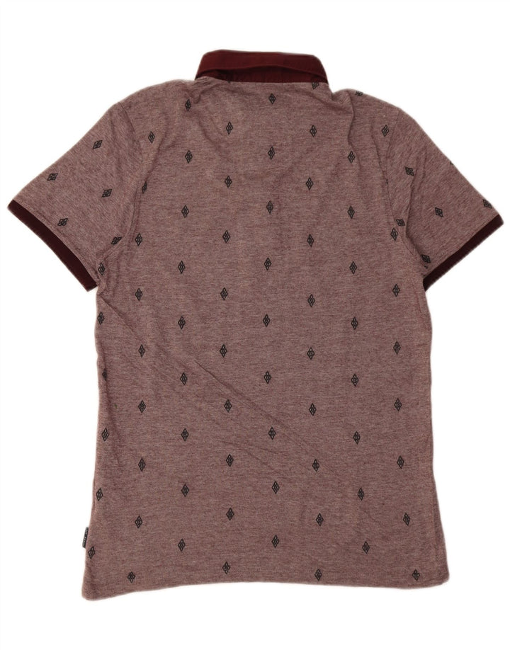 Tricou polo pentru bărbați Ted Baker Mărimea 3, bumbac cu pete burgundy mediu