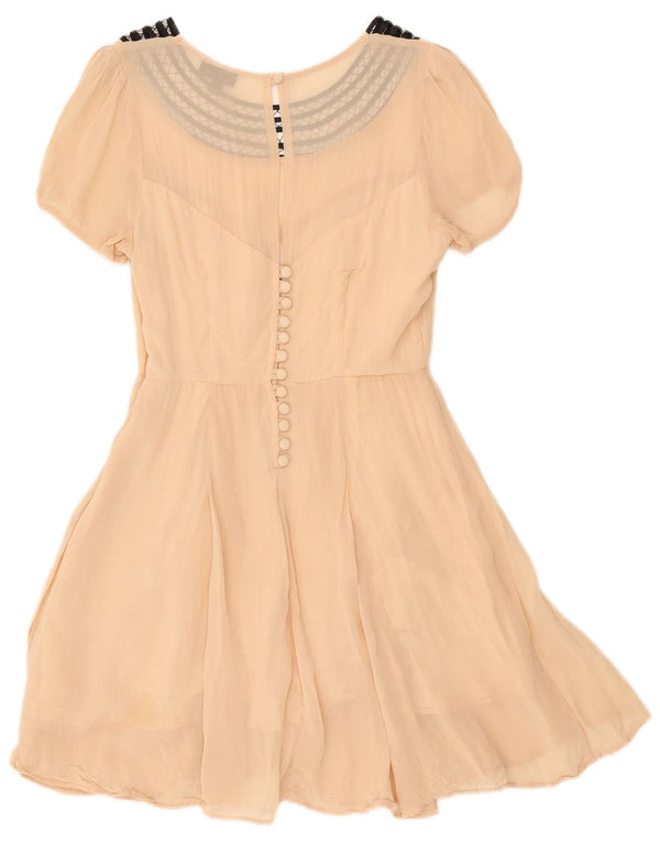 Rochie A-Line Topshop pentru femei UK 8 Small Beige Striped Viscose