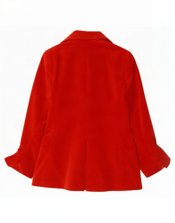 Jachetă vintage din catifea cu fermoar complet pentru femei UK 10 Small Red