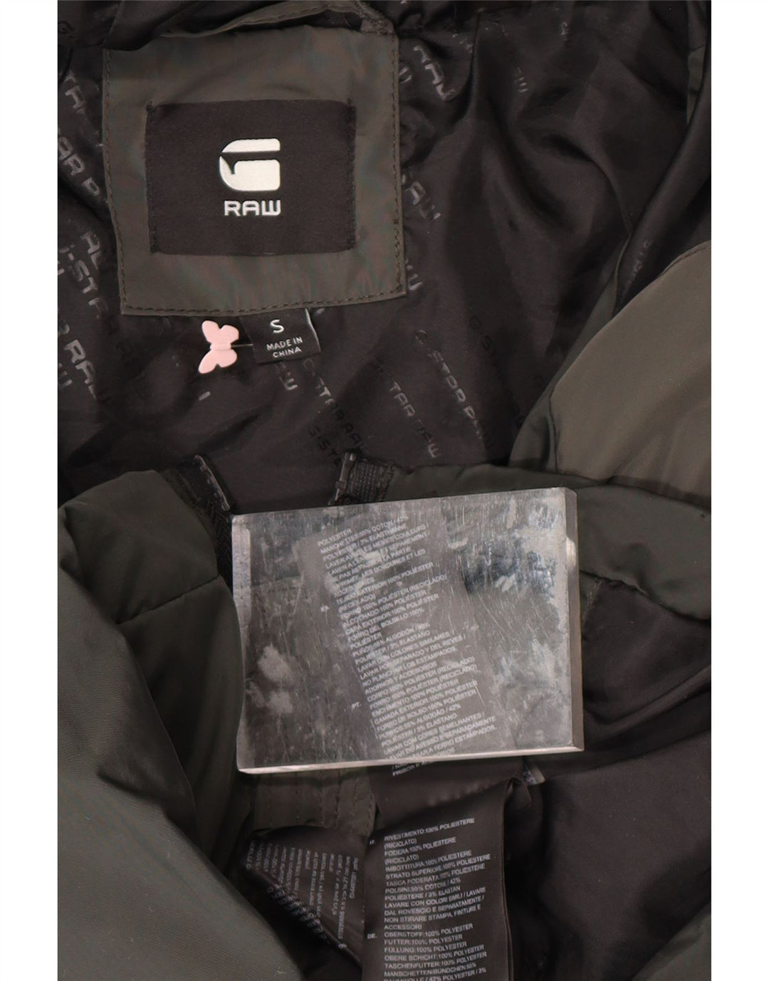 G-STAR Jachetă căptușită cu glugă pentru femei UK 10 Mic, verde, poliester color bloc