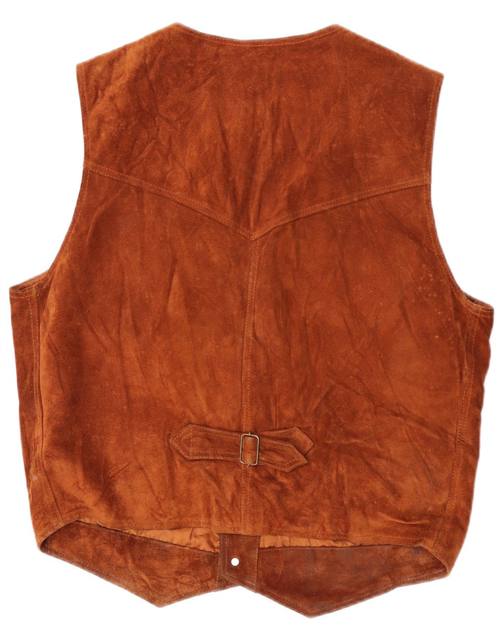 Vestă vintage bărbătească din piele intoarsa XL maro